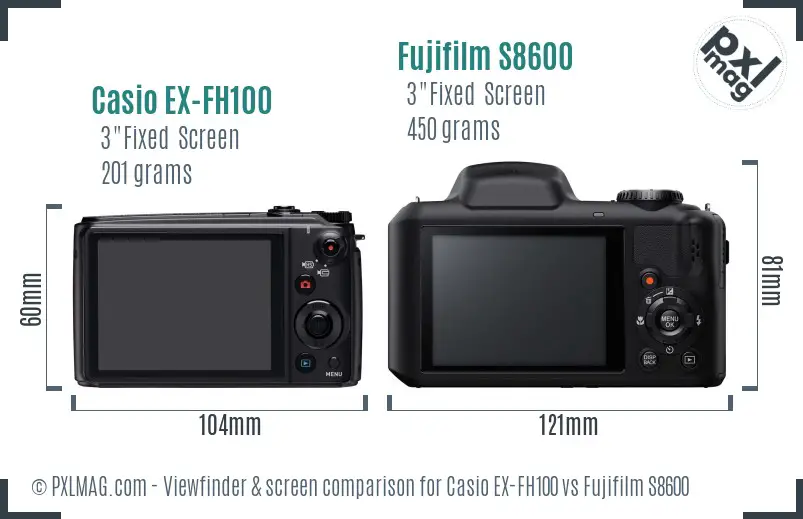 Casio EX-FH100 vs Fujifilm S8600 Screen and Viewfinder comparison Casio EX-FH100 vs Fujifilm S8600 Screen and Viewfinder comparison