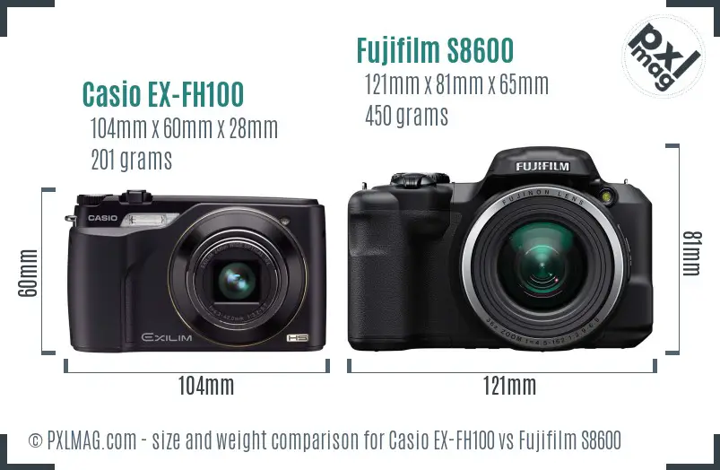 Casio EX-FH100 vs Fujifilm S8600 size comparison Casio EX-FH100 vs Fujifilm S8600 size comparison