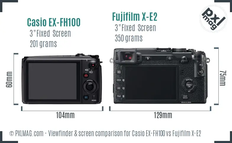 Casio EX-FH100 vs Fujifilm X-E2 Screen and Viewfinder comparison
