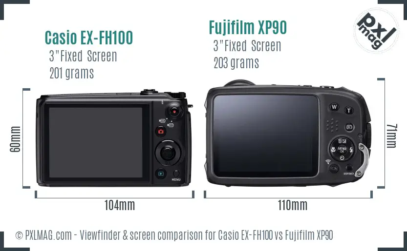 Casio EX-FH100 vs Fujifilm XP90 Screen and Viewfinder comparison