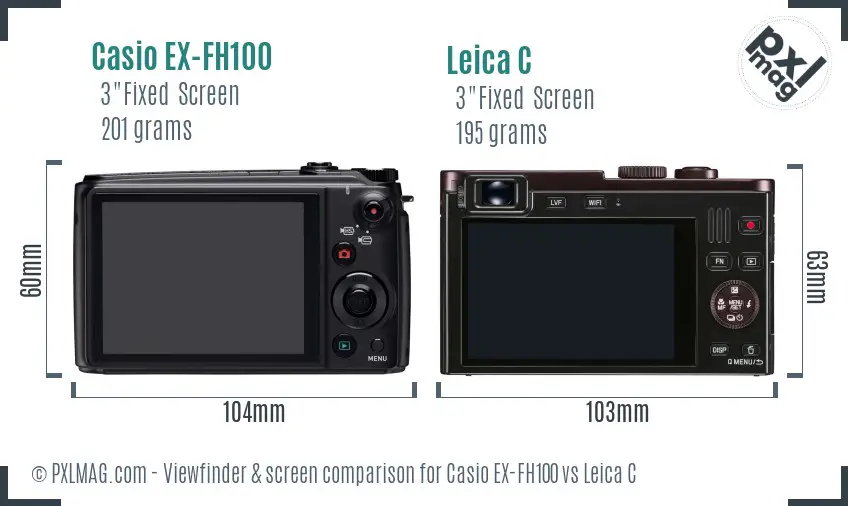 Casio EX-FH100 vs Leica C Screen and Viewfinder comparison