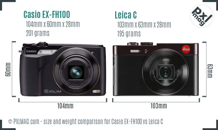 Casio EX-FH100 vs Leica C size comparison