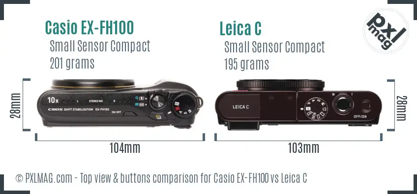 Casio EX-FH100 vs Leica C top view buttons comparison