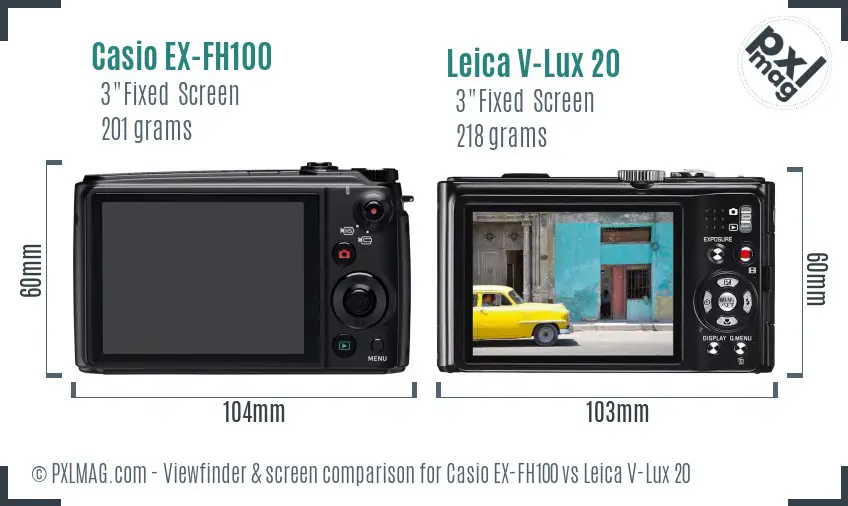 Casio EX-FH100 vs Leica V-Lux 20 Screen and Viewfinder comparison Casio EX-FH100 vs Leica V-Lux 20 Screen and Viewfinder comparison