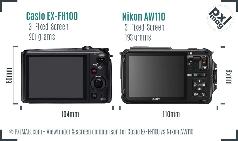 Casio EX-FH100 vs Nikon AW110 Screen and Viewfinder comparison Casio EX-FH100 vs Nikon AW110 Screen and Viewfinder comparison