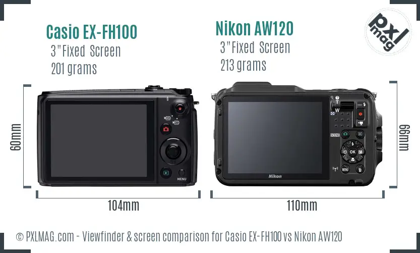 Casio EX-FH100 vs Nikon AW120 Screen and Viewfinder comparison Casio EX-FH100 vs Nikon AW120 Screen and Viewfinder comparison