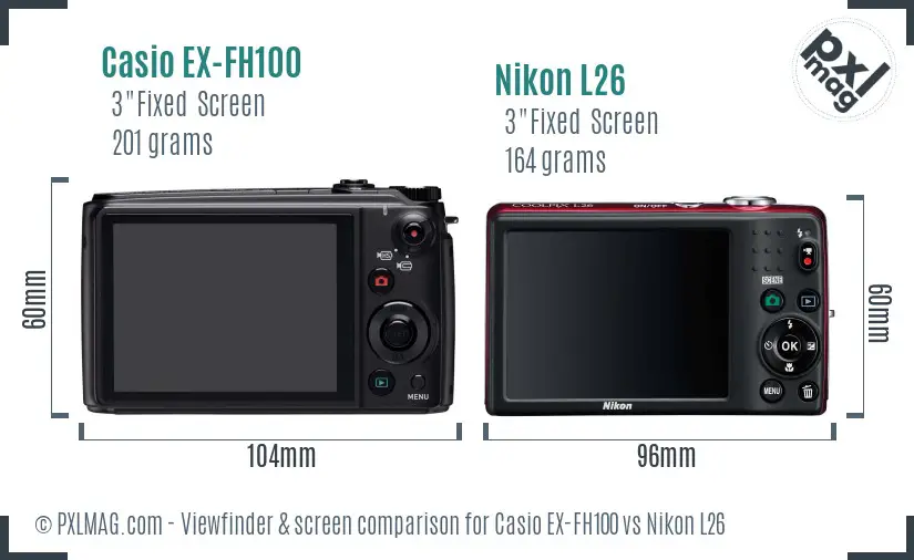 Casio EX-FH100 vs Nikon L26 Screen and Viewfinder comparison Casio EX-FH100 vs Nikon L26 Screen and Viewfinder comparison