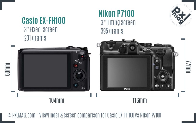 Casio EX-FH100 vs Nikon P7100 Screen and Viewfinder comparison