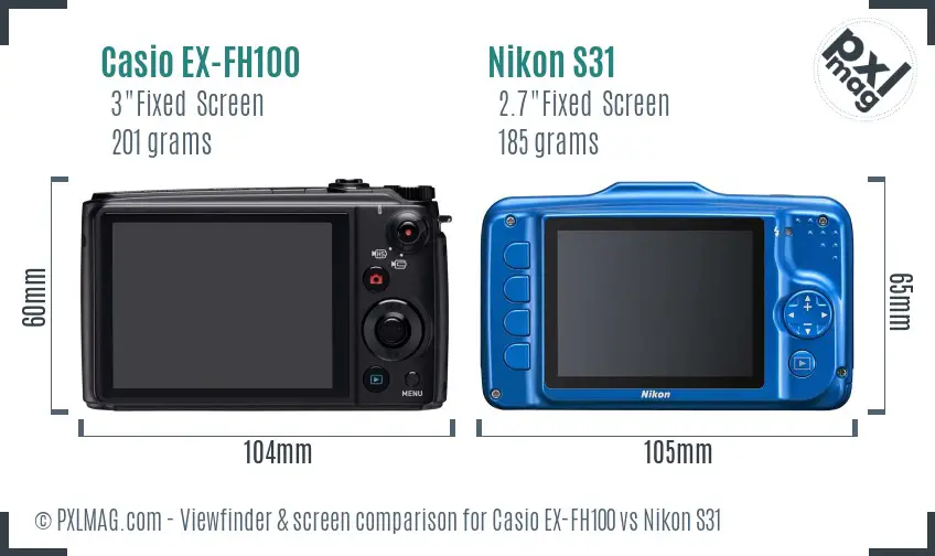 Casio EX-FH100 vs Nikon S31 Screen and Viewfinder comparison Casio EX-FH100 vs Nikon S31 Screen and Viewfinder comparison