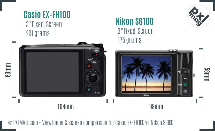 Casio EX-FH100 vs Nikon S6100 Screen and Viewfinder comparison Casio EX-FH100 vs Nikon S6100 Screen and Viewfinder comparison