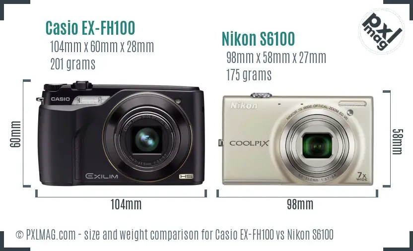 Casio EX-FH100 vs Nikon S6100 size comparison Casio EX-FH100 vs Nikon S6100 size comparison