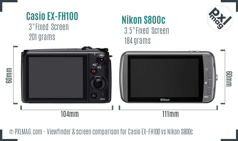 Casio EX-FH100 vs Nikon S800c Screen and Viewfinder comparison Casio EX-FH100 vs Nikon S800c Screen and Viewfinder comparison