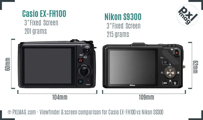 Casio EX-FH100 vs Nikon S9300 Screen and Viewfinder comparison
