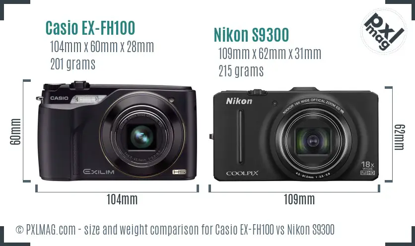 Casio EX-FH100 vs Nikon S9300 size comparison