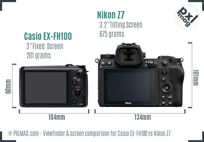 Casio EX-FH100 vs Nikon Z7 Screen and Viewfinder comparison