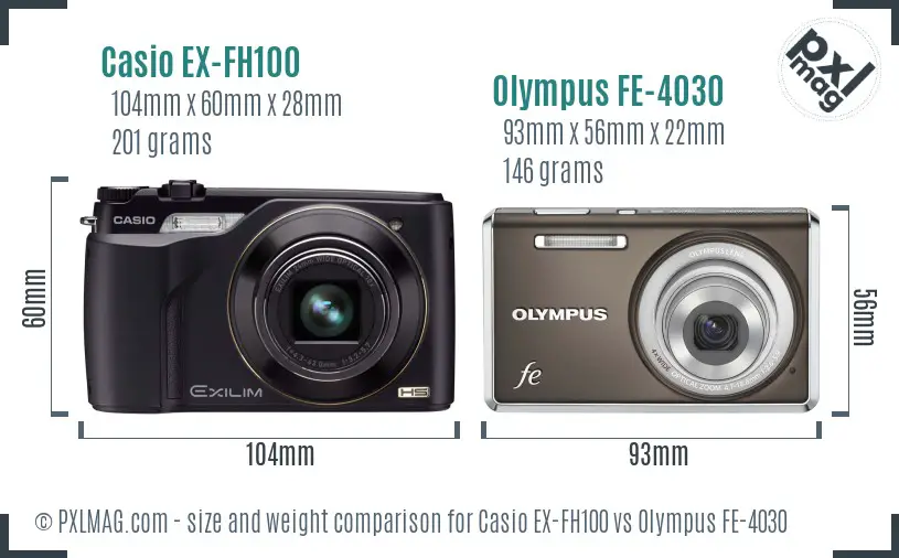 Casio EX-FH100 vs Olympus FE-4030 size comparison
