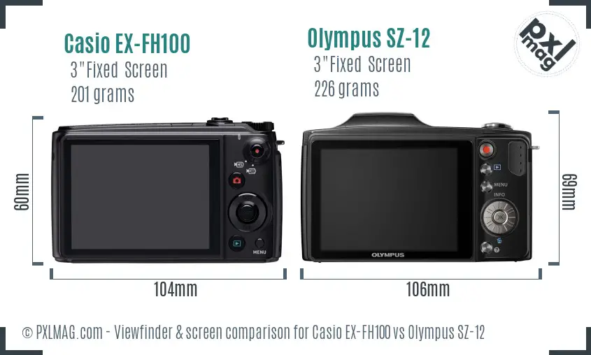 Casio EX-FH100 vs Olympus SZ-12 Screen and Viewfinder comparison