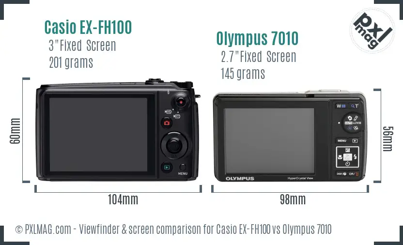 Casio EX-FH100 vs Olympus 7010 Screen and Viewfinder comparison