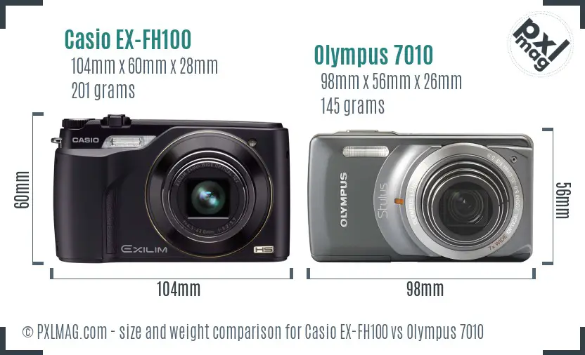 Casio EX-FH100 vs Olympus 7010 size comparison