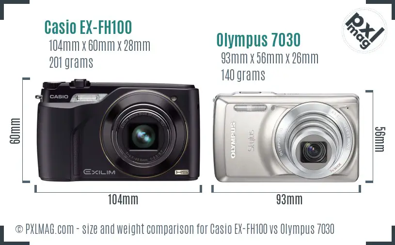 Casio EX-FH100 vs Olympus 7030 size comparison