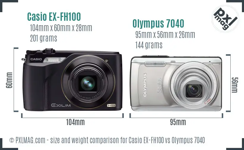 Casio EX-FH100 vs Olympus 7040 size comparison