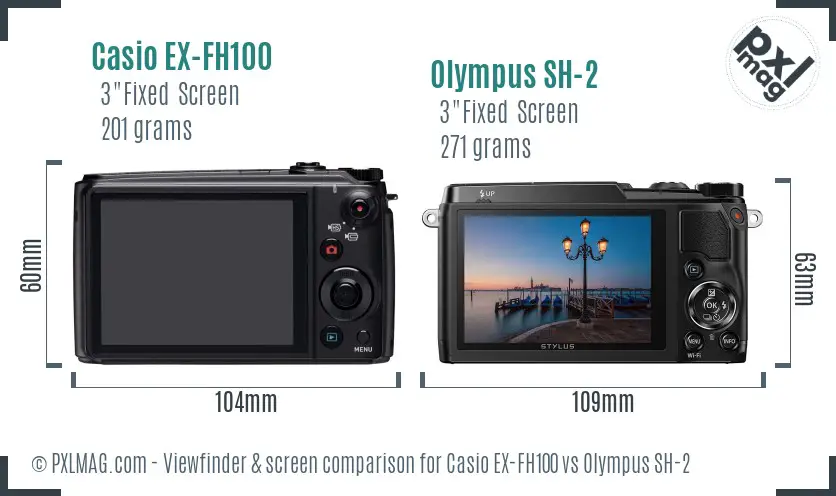 Casio EX-FH100 vs Olympus SH-2 Screen and Viewfinder comparison
