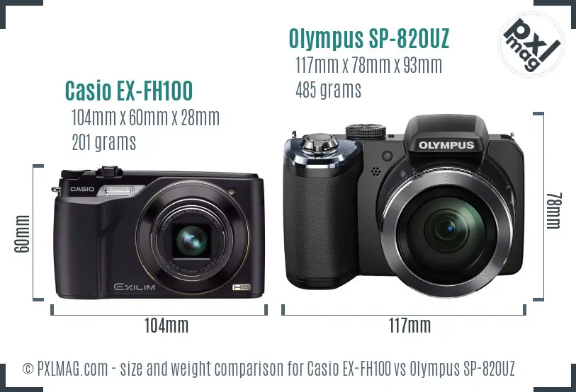 Casio EX-FH100 vs Olympus SP-820UZ size comparison