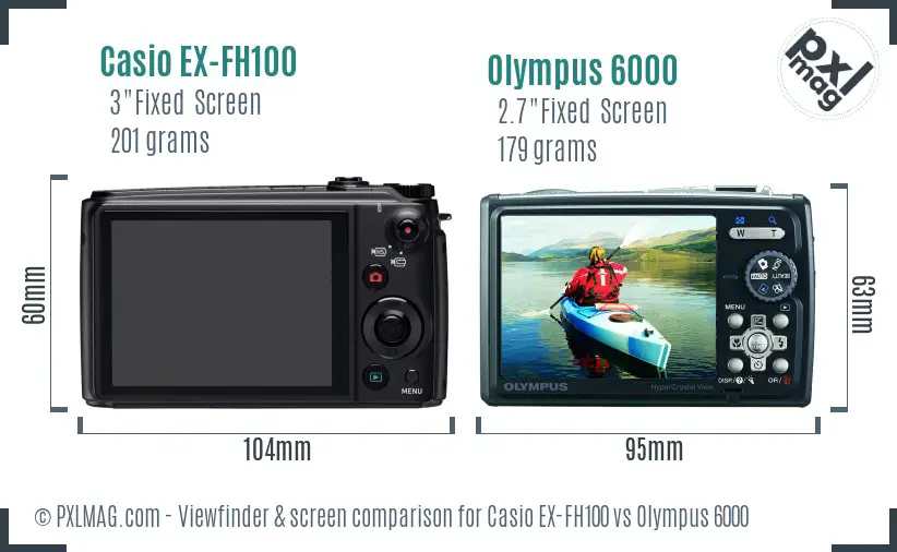 Casio EX-FH100 vs Olympus 6000 Screen and Viewfinder comparison