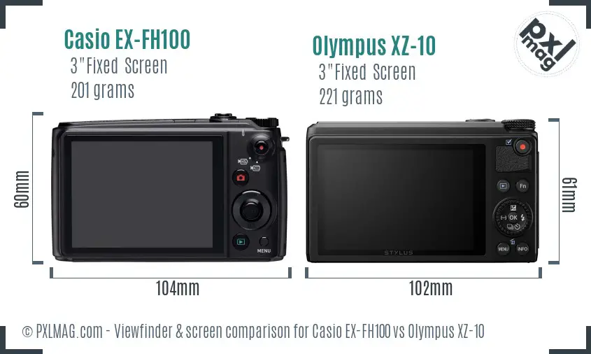 Casio EX-FH100 vs Olympus XZ-10 Screen and Viewfinder comparison Casio EX-FH100 vs Olympus XZ-10 Screen and Viewfinder comparison