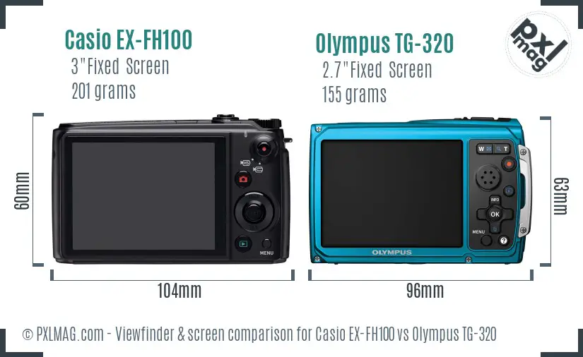 Casio EX-FH100 vs Olympus TG-320 Screen and Viewfinder comparison