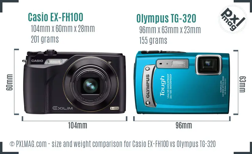 Casio EX-FH100 vs Olympus TG-320 size comparison