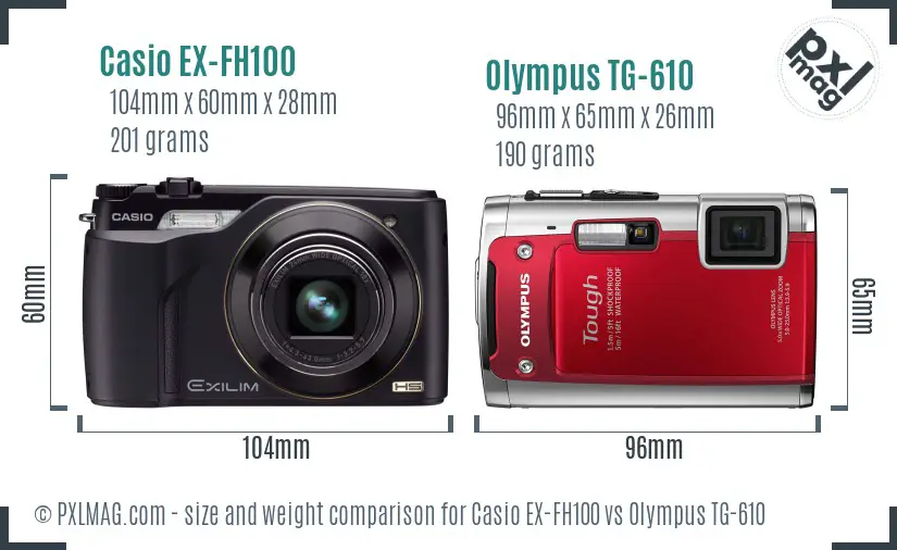 Casio EX-FH100 vs Olympus TG-610 size comparison