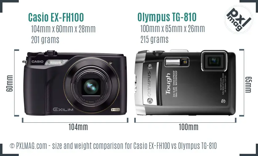 Casio EX-FH100 vs Olympus TG-810 size comparison