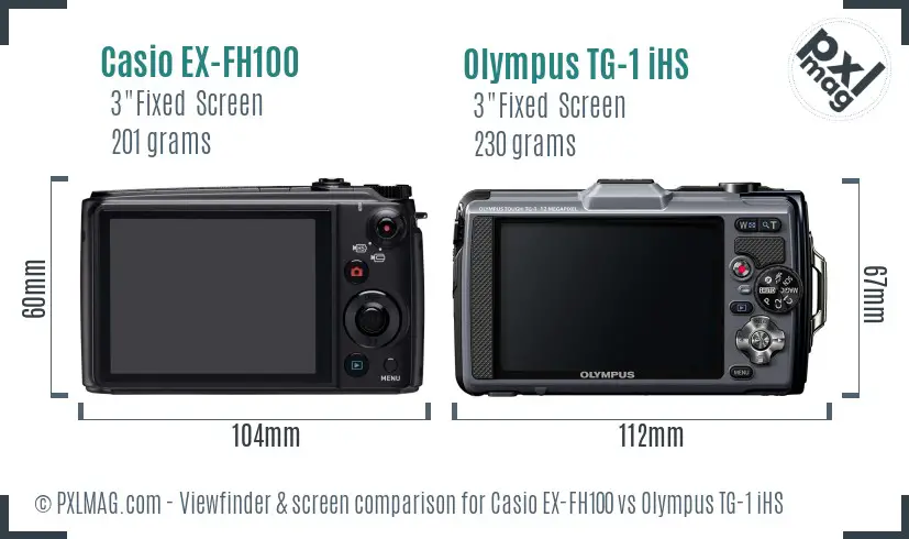 Casio EX-FH100 vs Olympus TG-1 iHS Screen and Viewfinder comparison
