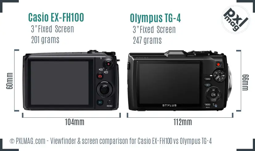 Casio EX-FH100 vs Olympus TG-4 Screen and Viewfinder comparison Casio EX-FH100 vs Olympus TG-4 Screen and Viewfinder comparison