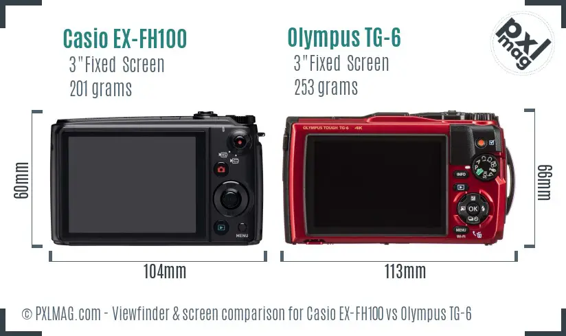 Casio EX-FH100 vs Olympus TG-6 Screen and Viewfinder comparison Casio EX-FH100 vs Olympus TG-6 Screen and Viewfinder comparison