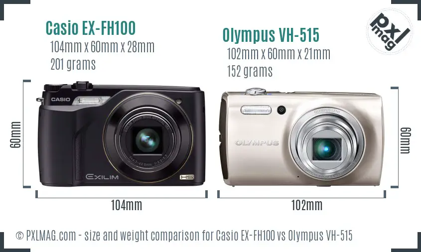 Casio EX-FH100 vs Olympus VH-515 size comparison Casio EX-FH100 vs Olympus VH-515 size comparison