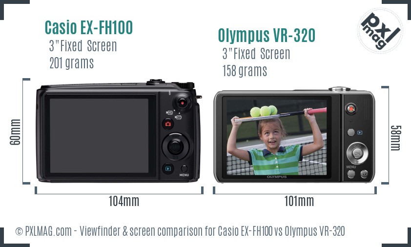 Casio EX-FH100 vs Olympus VR-320 Screen and Viewfinder comparison