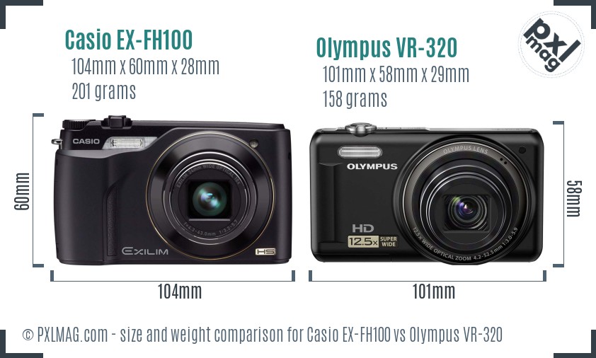 Casio EX-FH100 vs Olympus VR-320 size comparison Casio EX-FH100 vs Olympus VR-320 size comparison