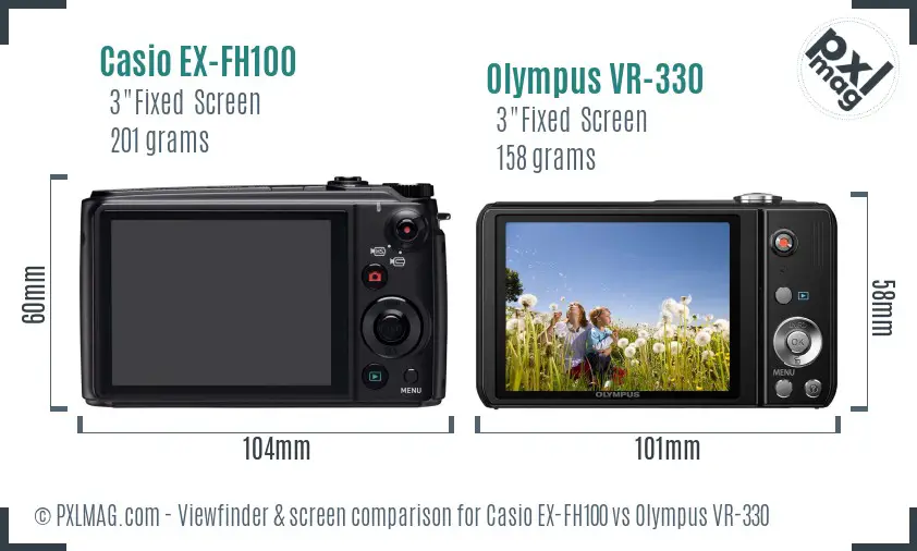 Casio EX-FH100 vs Olympus VR-330 Screen and Viewfinder comparison Casio EX-FH100 vs Olympus VR-330 Screen and Viewfinder comparison