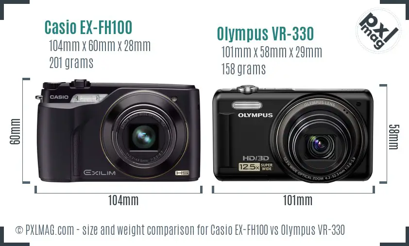 Casio EX-FH100 vs Olympus VR-330 size comparison Casio EX-FH100 vs Olympus VR-330 size comparison