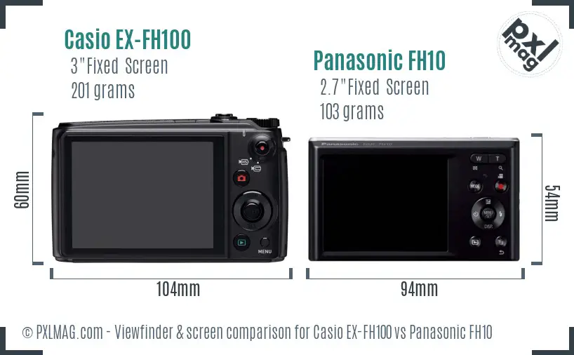 Casio EX-FH100 vs Panasonic FH10 Screen and Viewfinder comparison