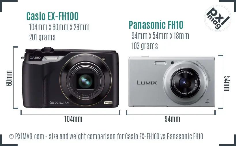 Casio EX-FH100 vs Panasonic FH10 size comparison