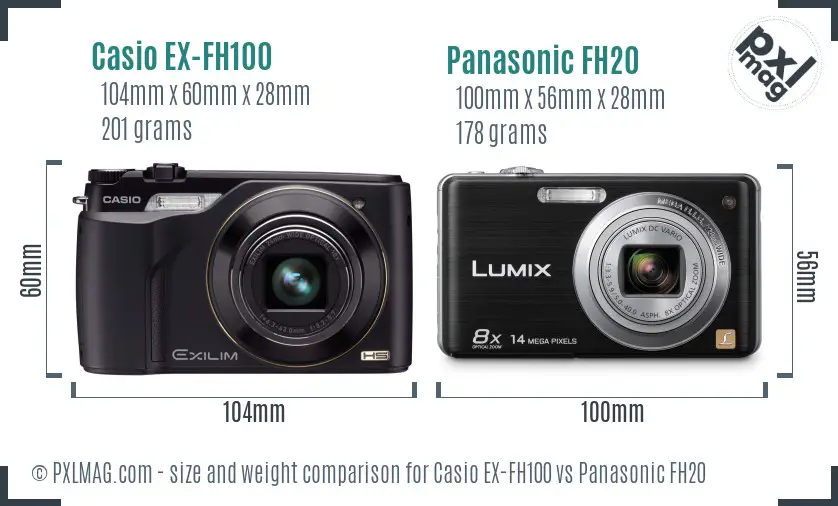 Casio EX-FH100 vs Panasonic FH20 size comparison