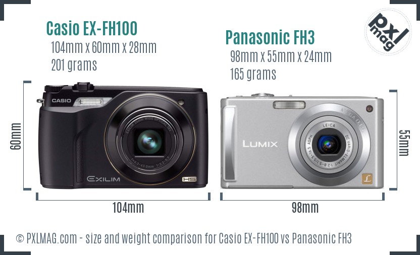 Casio EX-FH100 vs Panasonic FH3 size comparison Casio EX-FH100 vs Panasonic FH3 size comparison