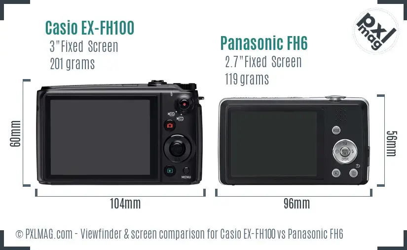 Casio EX-FH100 vs Panasonic FH6 Screen and Viewfinder comparison Casio EX-FH100 vs Panasonic FH6 Screen and Viewfinder comparison