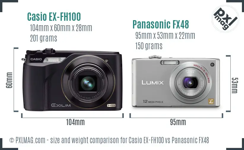 Casio EX-FH100 vs Panasonic FX48 size comparison Casio EX-FH100 vs Panasonic FX48 size comparison