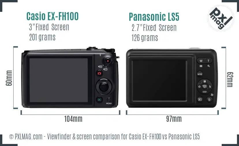 Casio EX-FH100 vs Panasonic LS5 Screen and Viewfinder comparison