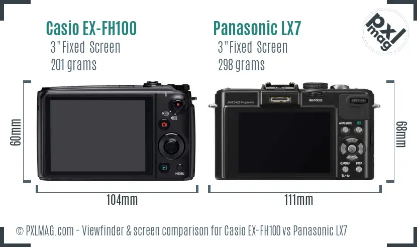 Casio EX-FH100 vs Panasonic LX7 Screen and Viewfinder comparison Casio EX-FH100 vs Panasonic LX7 Screen and Viewfinder comparison