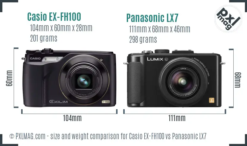 Casio EX-FH100 vs Panasonic LX7 size comparison Casio EX-FH100 vs Panasonic LX7 size comparison